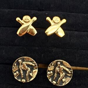 Bowling Cufflinks MCM Lot Silver & Gold Tone Bowler Pins Balls Sport Vtg Gift
